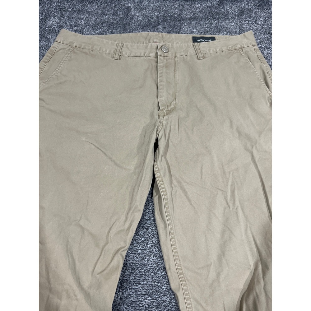 Bonobos Mens Washed Chino Pants Khaki Tan Straight Leg 100% Cotton 35x32